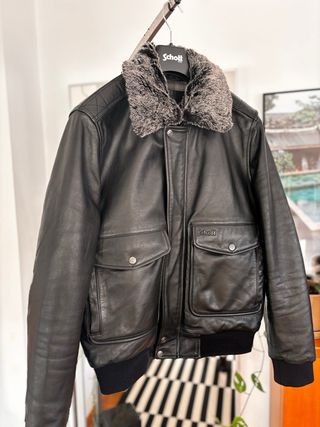 Chaqueta de cuero Schott Negra