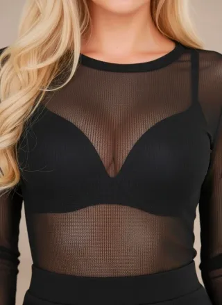 Blusa Malla Transparente H&M Negra Sexy