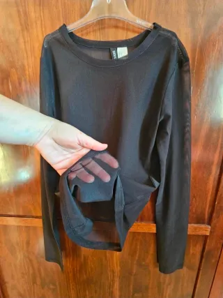 Blusa Malla Transparente H&M Negra Sexy