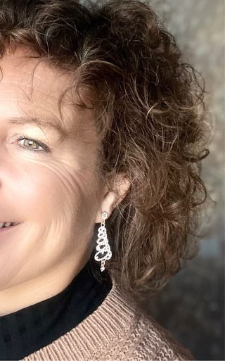 Pendientes Árbol Navidad Dorado Rosado