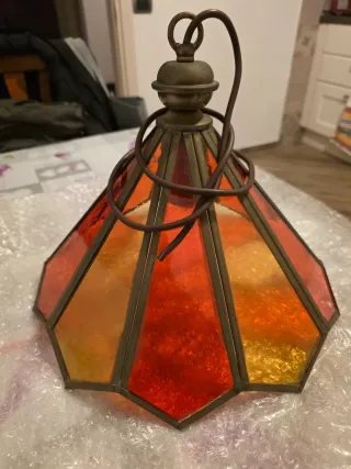 Lampadario Vetro Colorato Arancio Giallo