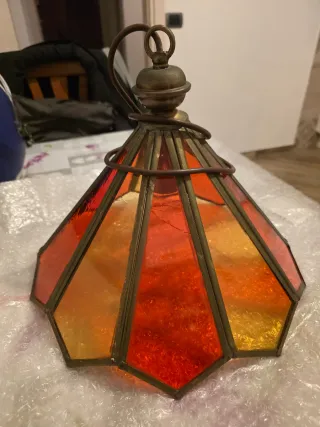 Lampadario Vetro Colorato Arancio Giallo