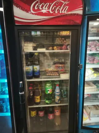 Nevera expositora y congelador