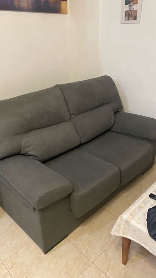 Sofá 2 plazas gris tela