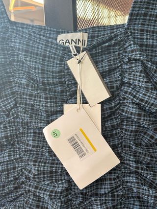 GANNI Abito Ruched Blue Check IT 40