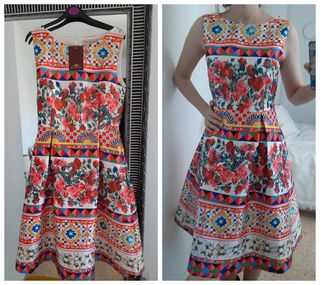 Vestido midi estampado de colores. Muy original. C