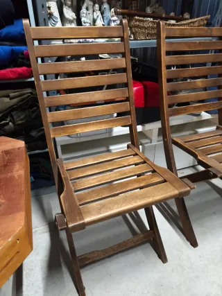 Par Sillas Plegables Vintage Madera