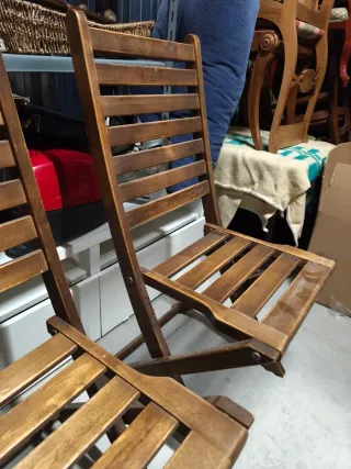 Par Sillas Plegables Vintage Madera