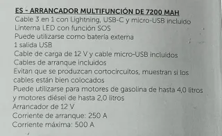 Arrancador portátil multifunción 7200 mAh