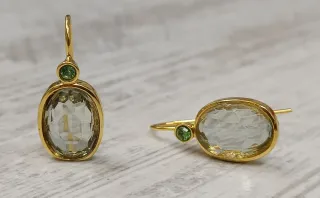 Lote 3 pares pendientes oro y verde