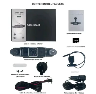 Dashcam 1080p WiFi Visión Nocturna 360°