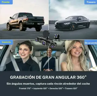 Dashcam 1080p WiFi Visión Nocturna 360°