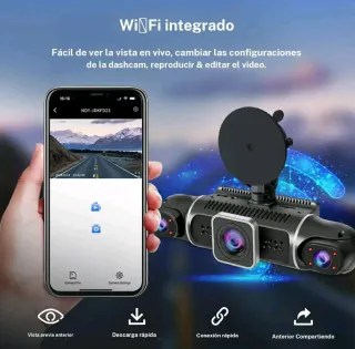 Dashcam 1080p WiFi Visión Nocturna 360°
