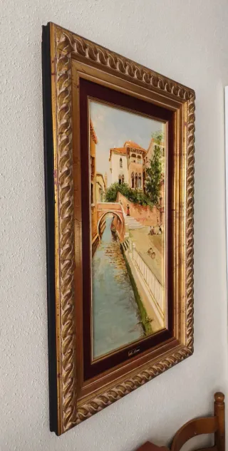 Pintura Venecia Canal Góndola Marco Dorado