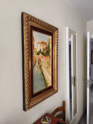 Pintura Venecia Canal Góndola Marco Dorado