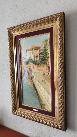 Pintura Venecia Canal Góndola Marco Dorado