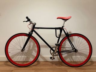 Bicicleta Fixie Piñón Fijo Negra Roja