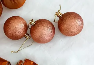 Set 3 palline natalizie bronzo glitter