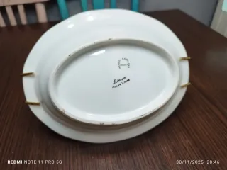 LIMOGES ANTIGUA BANDEJA CON ASAS DORADAS