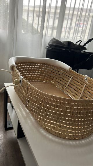 Cuna moisés rosa con capota