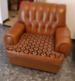 OFERTA Juego 3 sofás VINTAGE,piel sintetica marrón