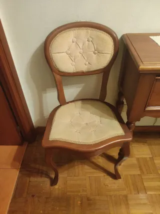 2 Sillas Madera Vintage Tapizadas