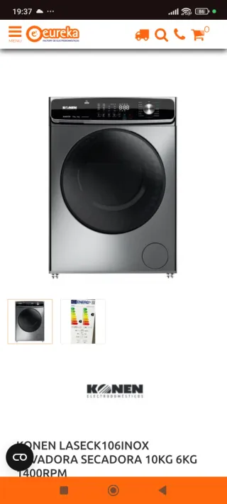 Lavadora Secadora Konen LASECK106INOX