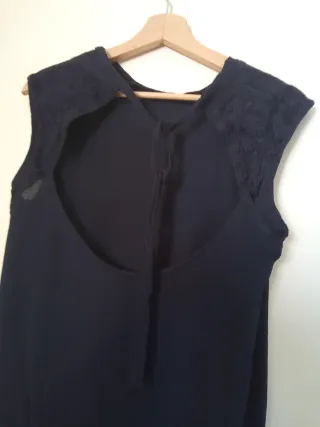 Blusa Zara Azul Marino Espalda Descubierta Talla X