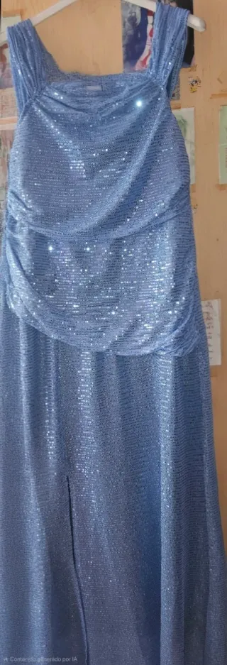 Vestido fiesta lentejuelas azul talla L