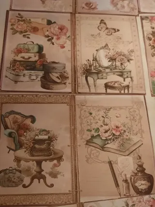 10 Folhas A5 - 20 Gravuras Vintage