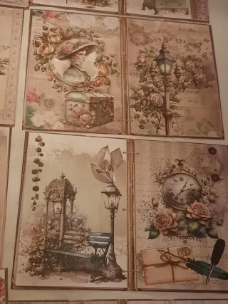 10 Folhas A5 - 20 Gravuras Vintage