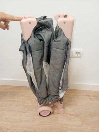 Parque cuna Kinderkraft gris y rosa