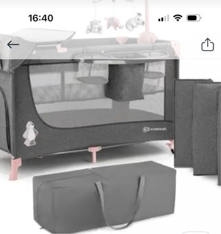Parque cuna Kinderkraft gris y rosa
