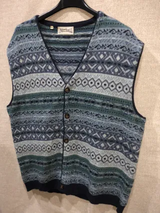 Gilet Vintage Uomo XL Lana Fantasia Nordica