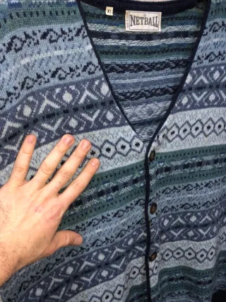 Gilet Vintage Uomo XL Lana Fantasia Nordica