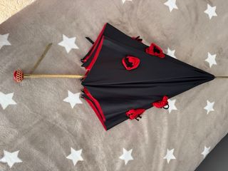 Paraguas Moschino Negro con Flores Rojas