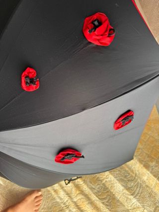 Paraguas Moschino Negro con Flores Rojas