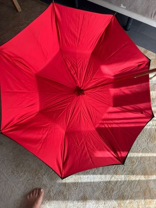 Paraguas Moschino Negro con Flores Rojas