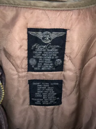 Bomber Pelle Vintage DIESEL Flying Cougar 90s - L