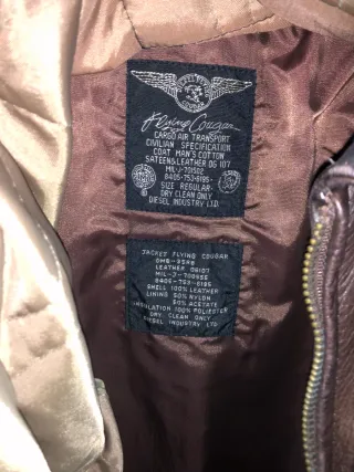 Bomber Pelle Vintage DIESEL Flying Cougar 90s - L