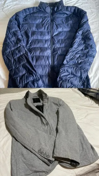 Chaqueta azul y americana gris