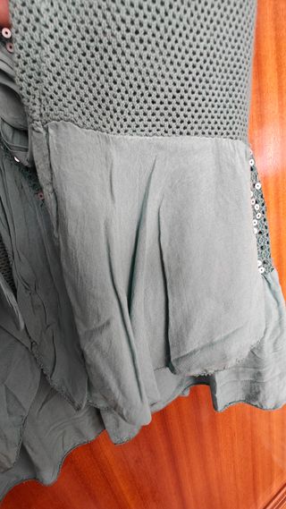 Chaqueta verde punto con lentejuelas talla única