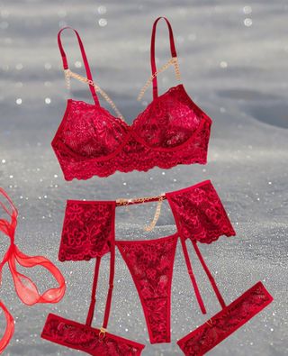 Conjunto lencería sexy encaje rojo