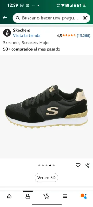 Sneakers Mujer Negro y Dorado Skechers