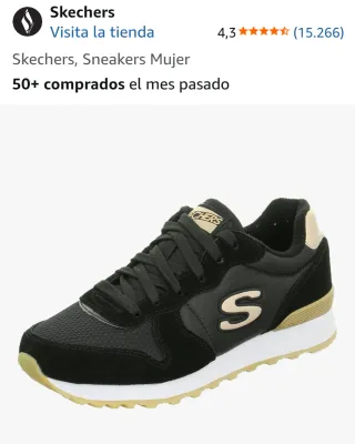 Sneakers Mujer Negro y Dorado Skechers