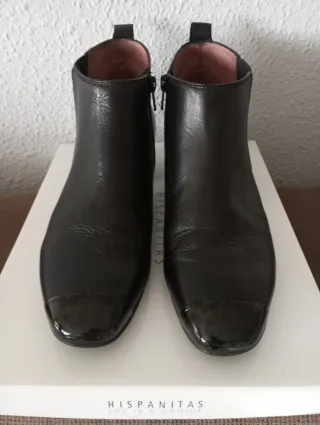 Botines Hispanitas Piel Negros Mujer
