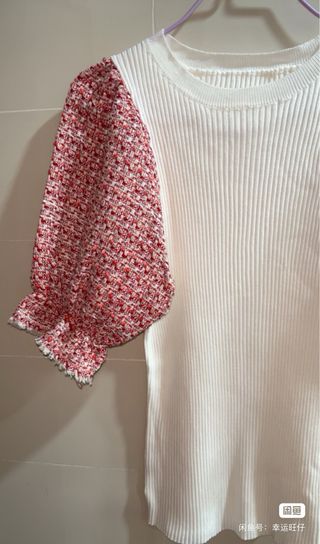 Maje Top Tweed Maniche Rosa Bianco Nuovo