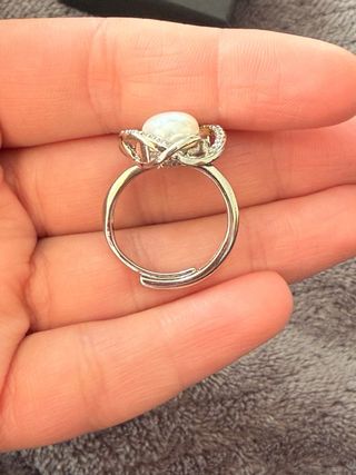 Anillo de Plata con perla grande ) ajustable