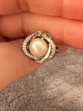 Anillo de Plata con perla grande ) ajustable
