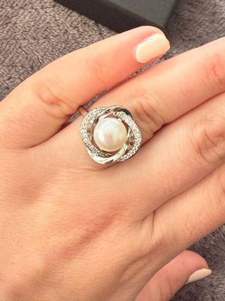 Anillo de Plata con perla grande ) ajustable
